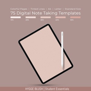 75 Blush Color Digital Note Taking Templates | Goodnotes | Notability | PDF | iPad | A4 | Students | College Notebook Pages