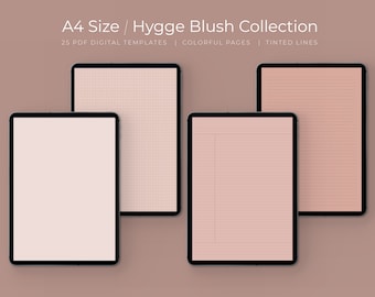 Blush Digital Note Taking Templates: A4 Lined, Grid, Dotted (PDF)