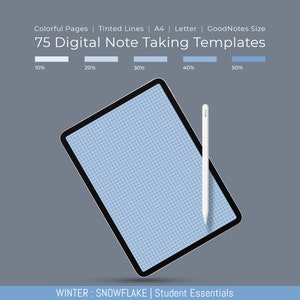 75 Snowflake Blue Color Digital Note Taking Templates | Goodnotes | A4 + Letter Size | Notability | PDF | Students | College Notebook Pages