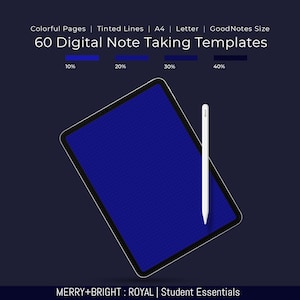 60 Royal Blue Color Digital Note Taking Templates | Goodnotes A4 Letter Sizes | Notability | PDF | Students | College Notebook Pages