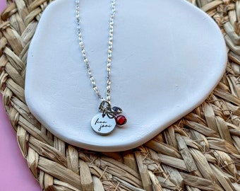 Round Mini Pendant with Birthstone Mothers Necklace