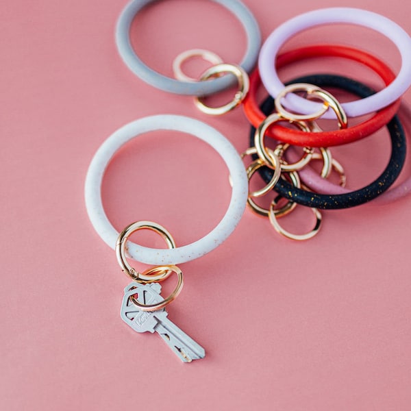 Jelly Key Ring Bangle / Glitter Silicone Key Ring