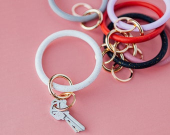 Jelly Key Ring Bangle / Glitter Silicone Key Ring