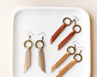 Minimalist Faux Leather Boho Drop Earrings