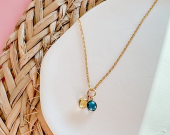 Simple Modern Birth Charm Necklace on Loop Chain