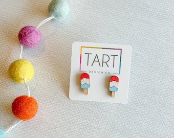 Red White and Blue Popsicle Earring Studs