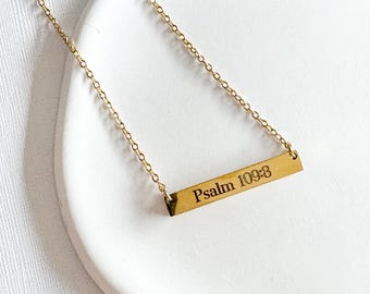 Psalm 109:8 Verse Engraved Bar Necklace