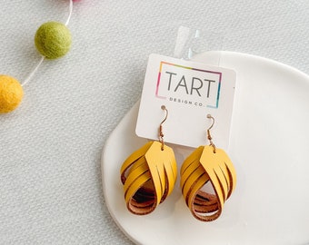 Leather Twist Boho Drop Earrings