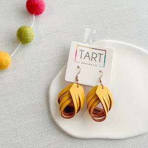 Leather Twist Boho Drop Earrings