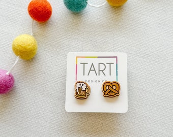 Perfect Pair Beer and Pretzel Stud Earrings