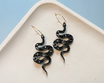 Celestial Snake Statement Earrings / Hydra Snake Acrylic Earrings