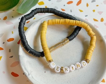 Be Kind Polymer Clay Stacking Bracelet Set