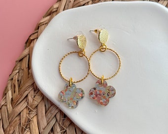 Mixed Silver and Gold Dangle Clover Earrings