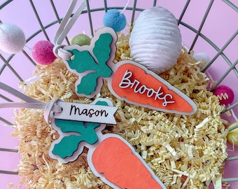 Carrot Name Tag for Easter Basket / Wooden Easter Basket Tag / Personalized Easter Basket / Name Tag for Easter