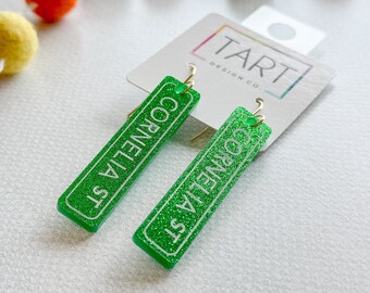 Cornelia Street Sign Acrylic Earrings