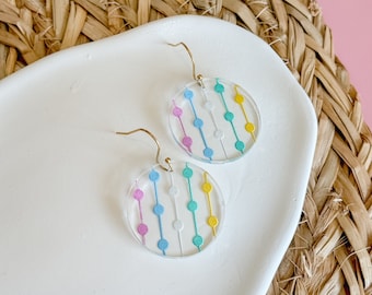 Geometric Stripe Clear Earring / Colorful Dangle Earrings