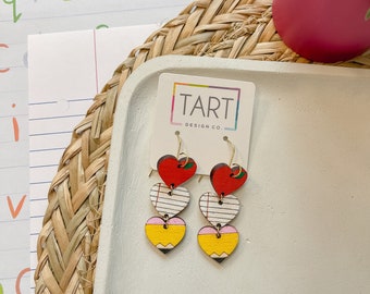 Teacher Earring with themed Hearts