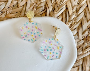 Pastel Terrazzo Inspired Dangle Earrings