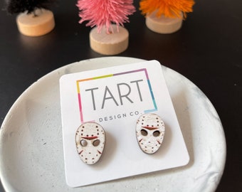 Jason Mask Wooden Stud Earrings