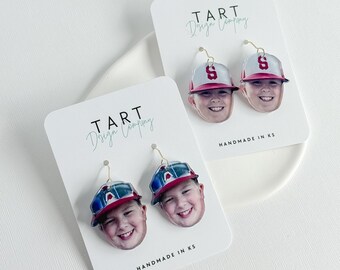 Game Day Student Athlete Face Photo Earrings / Custom Player Photo Earring