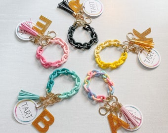 Matte Chain Link Bracelet Keychain / Colorful Key Chain Bangle