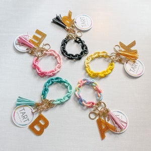 Matte Chain Link Bracelet Keychain / Colorful Key Chain Bangle