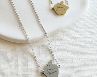 Custom Engraved Apple Teacher Necklace