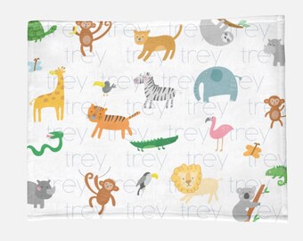 Safari Nursery Infant Blanket / Minky Name Blanket