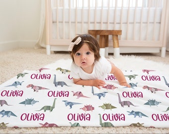 Origami Dinosaur Infant Blanket / Minky Name Blanket