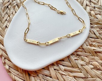 Paper Clip Name Bar Stacking Necklace