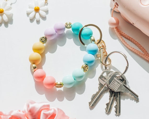 Smiley Silicon Beaded Keychain