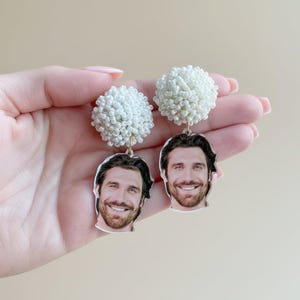 Fiancé Earrings / Custom face earrings Wedding / Gift for Bride to Be / Bachelorette Earrings