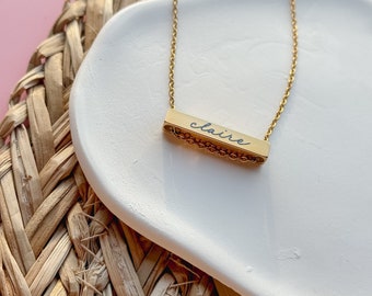 Horizontal Cube Personalized Necklace