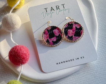 Black Cat Acrylic Circle Earrings