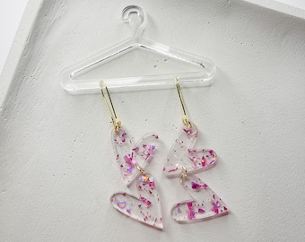 Valentine Confetti Hearts Dangle Earrings  / Valentine Earrings
