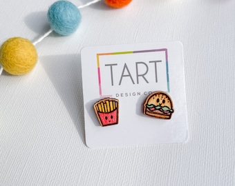 Perfect Pair Burger and Fries Stud Earrings