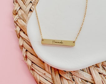 Engraved Name Bar Stacking Necklace