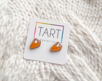 Pumpkin Pie Wooden Holiday Stud Earrings