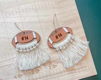 Custom Jersey Number Macrame Football Earrings / Stylish Football Earring / Football Mom / Football girlfriend