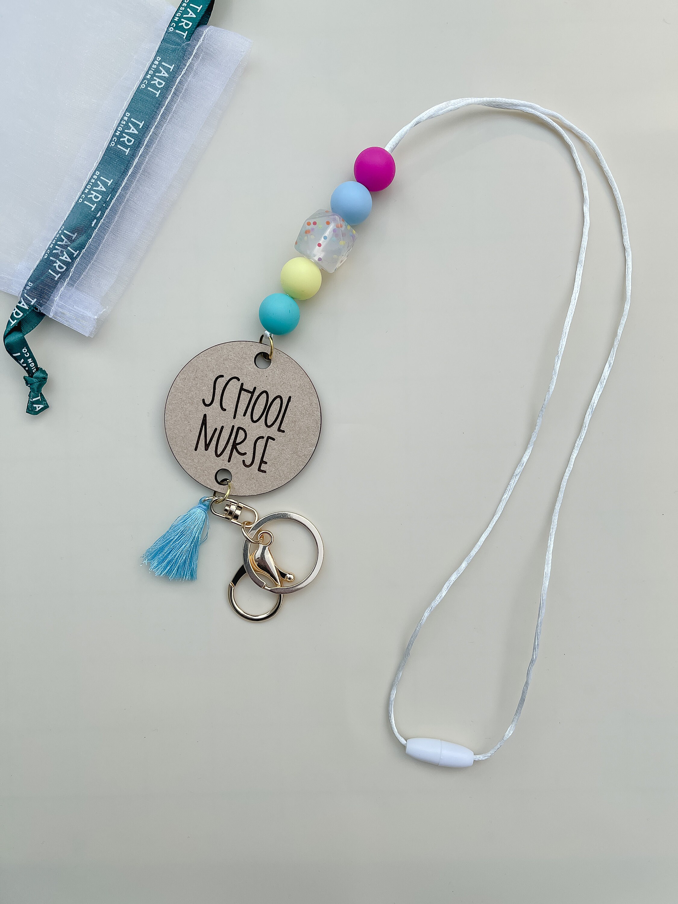 Colorful Teacher Lanyard Personalized / Silicone Bead Lanyard for School