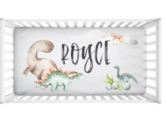 Dinosaur Crib Sheet for Nursery / Personalized