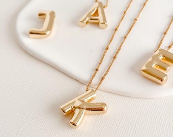 Bubble Balloon Letter Pendant Necklace