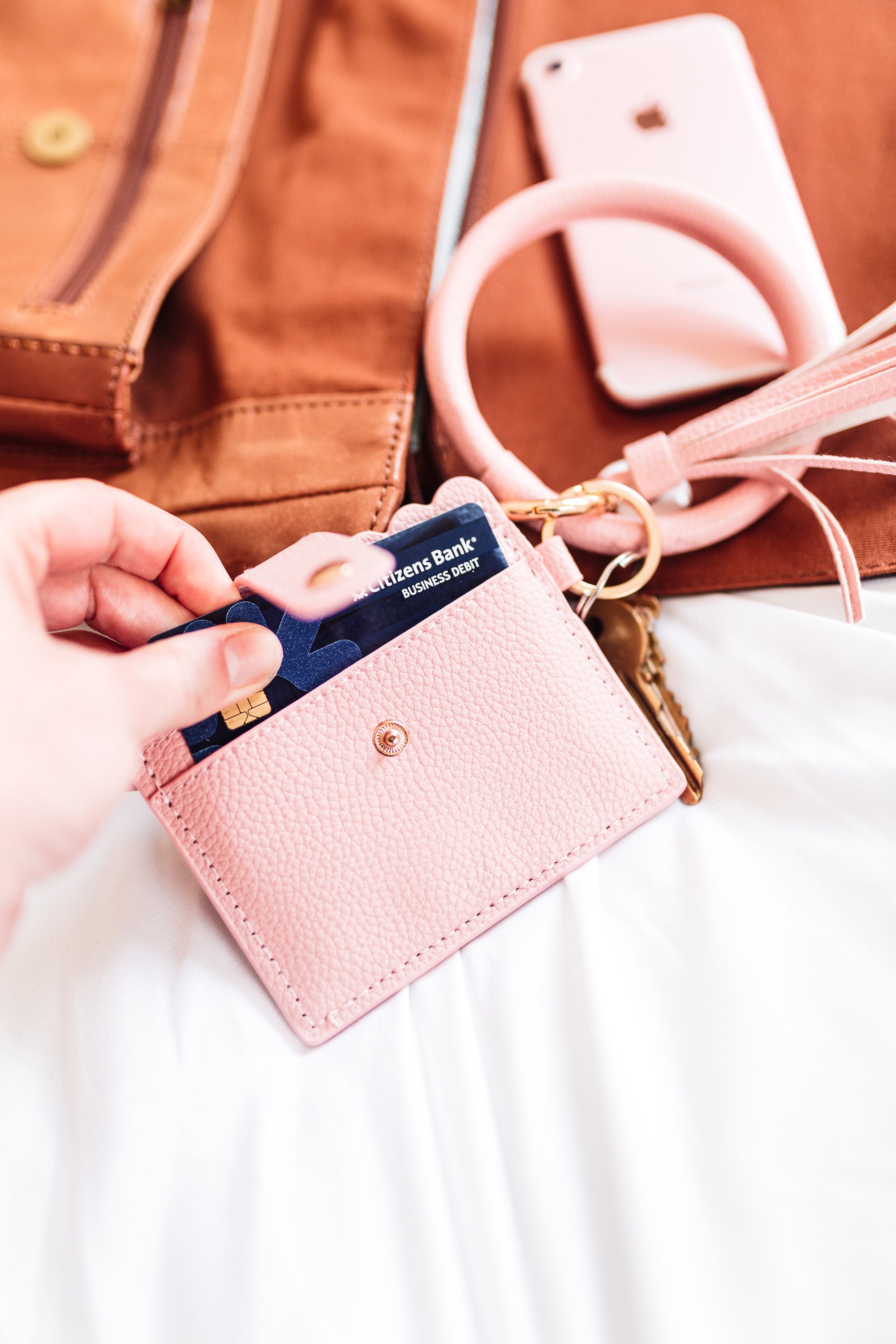 Wallet Wristlet Keychain / Key Ring Bangle