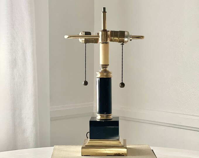 Vintage Marble Table Lamp – Rustic Rope Wrapped with Black Marble Base main image 0