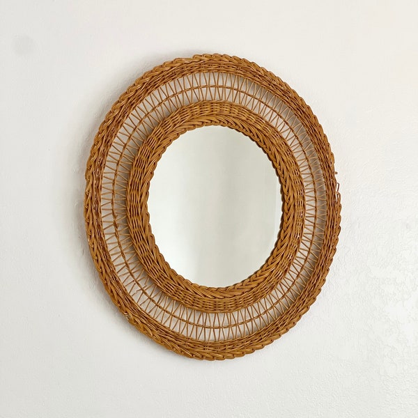 Round Wicker Mirror Etsy