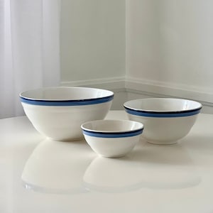 Pfaltzgraff Sky Mixing Bowls | Nesting Mixing Bowls Blue Stripe