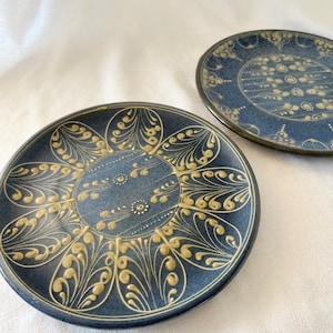 Set of Two Vintage West German Keramik Ceramic Hand Painted Wall Plates