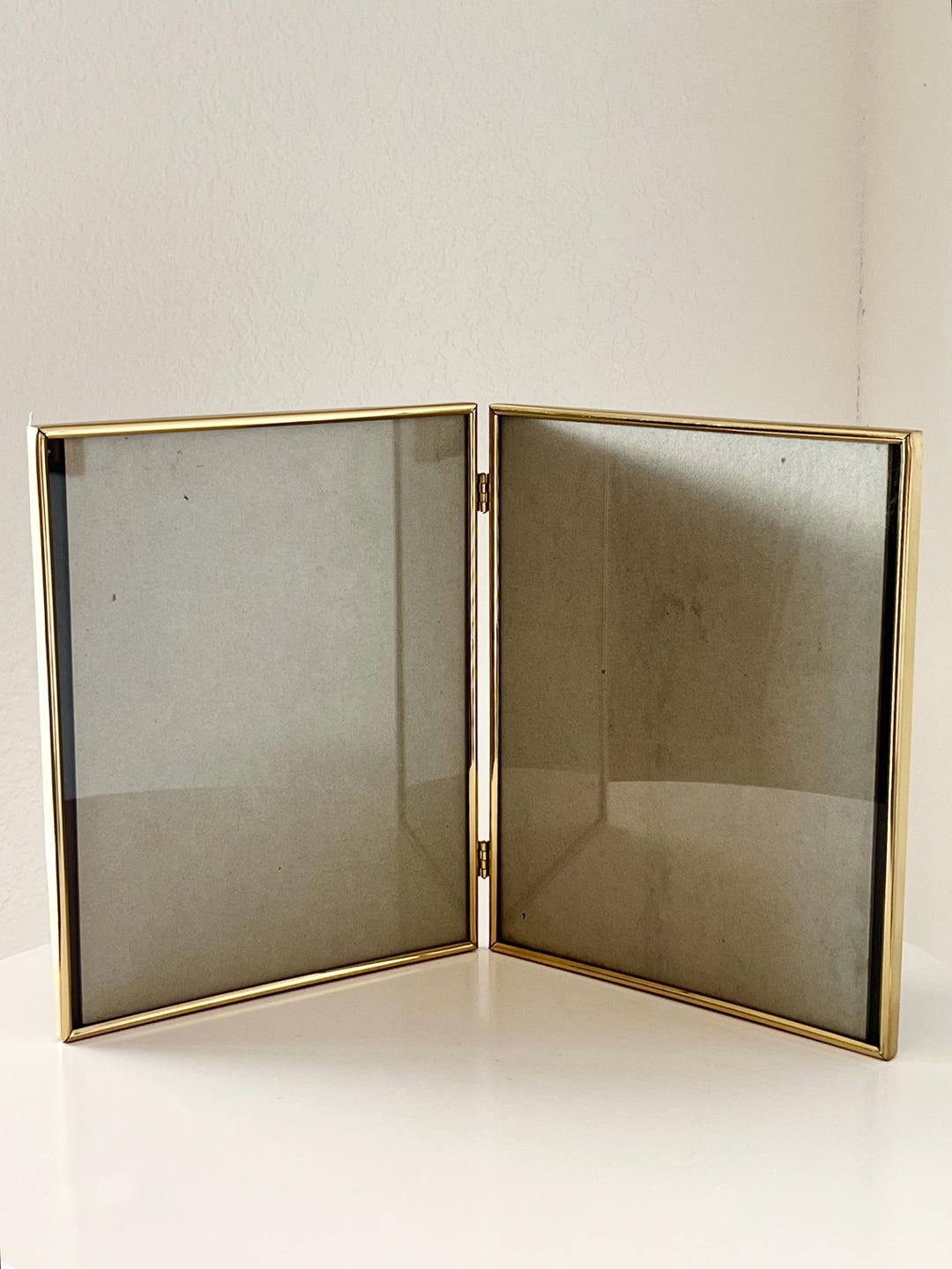 Large Vintage Gold Tone Metal Bifold Double Hinged Picture Frame - Etsy