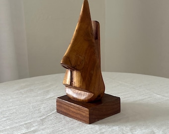 Vinatge Wood Nose Eye Glass Holder Stand | Mid Century