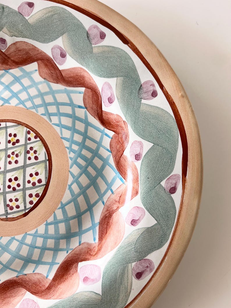 Vintage 1992 Mackenzie-Childs Heather Pattern 11” Plate Retired Pattern with Original Tag immagine 2